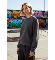 Kadın Bisiklet Yaka Düşük Kol Ottoman Kalıp Örme Sweatshirt Fonksiyonel Dayanıklı Kaliteli
