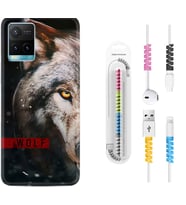 Vivo Y11S Y21S Y20 Y20S Y70 Kılıf Kablo Koruma Spiral Silikon Wolf Eyes 1758