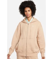 Nike Sportswear Phoenix Fleece Oversized Hoodie Full Zip Bol Kesim Kapüşonlu Kadın Sweatshirt Bej