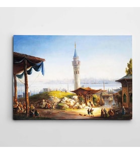 İstanbul Manzarası ve Minare Kanvas Tablo