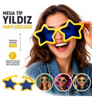 Mey İthalat® Mega Tip Yıldız Parti Gözlüğü Sarı Renk