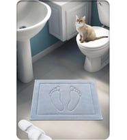 Pamuk Dokuma Su Emici Banyo Paspası Ayak Desen 60x40 Cm (GRİ)