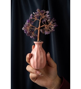 Ametist Taşı El Yapımı 4x18cm Doğal Taş Dekoratif Hayat Ağacı