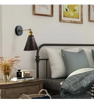 RİOLİGHT VİNTAGE,RUSTİK FIRÇALI BAKIR PATİNALI ESKİTME MAFSALLI HAREKETLİ BAŞLIK METAL DUVAR APLİK (Siyah)