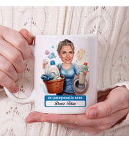 Anneye Hediye Çamaşırkolik Anne Karikatürlü Kupa Bardak