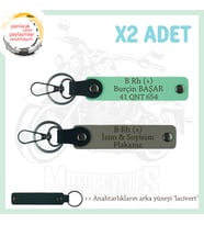 Hız Aşıkları İçin İsim Plaka, B Rh (+) Kan Grubu Yazılı Hediyelik x2 Anahtarlık, Kül Gri-Yeşil-Laci