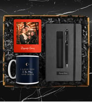 Sevgililer Gününe Özel Tasarım Kupa & Defter & Deri Kılıflı Touch Pen Kalem & Kişiye Özel Fotoğraf Çerçevesi Hediye Seti
