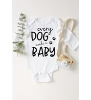 Unisex Bebek Beyaz Every Dog Needs A Baby Çıtçıtlı Body
