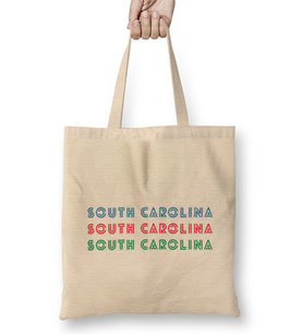 South Carolina state flag gift vintage Retro Rainbow Style Bez Çanta Uzun Saplı