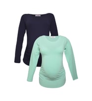 LuvmaBelly MYRA2302_2306 Hamile tshirt seti (Lacivert - Yeşil)