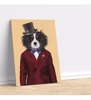 Papyonlu Köpek Adam Dekoratif Kanvas Tablo