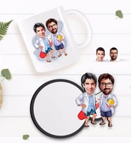 BK Gift Kişiye Özel Kankalar Karikatürlü Beyaz Kupa ve Ahşap Bardak Altlığı Hediye Seti-2