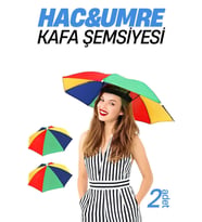Renkli Hac Umre Kafa Güneş Koruma Şemsiyesi, 2'li Set