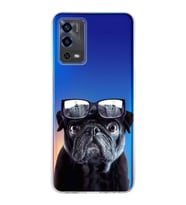 PrintiFy Oppo A55 4G ile Uyumlu Köpek 3 Kamera Korumalı Şeffaf Kılıf