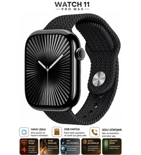 Watch HK11 PRO MAX Siyah Akıllı Saat Sesli Görüşme Yapay Zeka Destekli iPhone Android Uyumlu 8-9-10