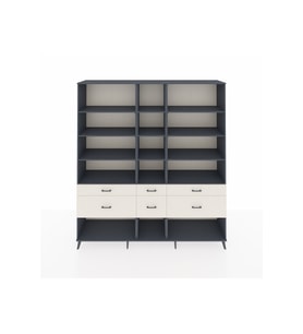 Hyperion Dolap 12 Raflı 6 Çekmeceli  220x44x243 Antrasit-Antrasit/Aytaşı