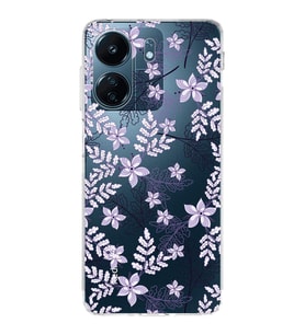 PrintiFy Xiaomi Redmi 13C Uyumlu Kamera Korumalı Floral Lila Tasarımlı Şeffaf Silikon Kılıf