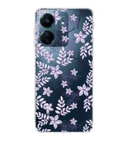 PrintiFy Xiaomi Redmi 13C Uyumlu Kamera Korumalı Floral Lila Tasarımlı Şeffaf Silikon Kılıf