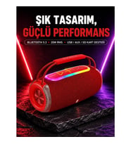 Mey İthalat® RGB LED Işıklı 20W Taşınabilir Bluetooth Hoparlör IPX6 Suya Dayanıklı