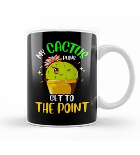 My Cactus Puns Get To The Point Winking Plant Kupa Bardak Porselen