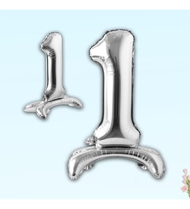 1 Rakam Ayaklı Folyo Balon, 65 cm - Gümüş (STD)