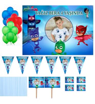 Hayaller Dükkanı Pj Maskeliler Afişli Kişiye Özel Parti Seti HDTS106