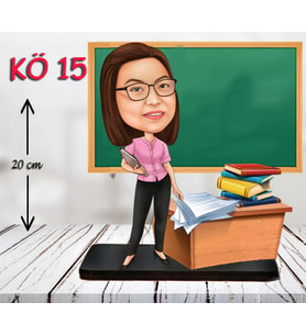 Kişiye Özel Ahşap Biblo - Kadın Öğretmen Karikatür Biblo - Öğretmen Biblo 15
