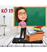 Kişiye Özel Ahşap Biblo - Kadın Öğretmen Karikatür Biblo - Öğretmen Biblo 15