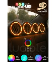 Şerit LED RGB Neon LED Hoparlör Kapağı Seti – 4'lü 16cm  RF Kumandalı  12V & 24V Uyumlu