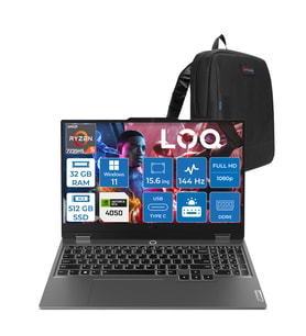 Lenovo Loq 15ARP9 Amd Ryzen 5 7235HS 32GB Ddr5 512GB SSD Windows 11 Home RTX4050 6gb 105W 15.6" Fhd (1920X1080) IPS 300NITS 144Hz Gaming Laptop 83JC00H4TRH16 + Zetta Çanta