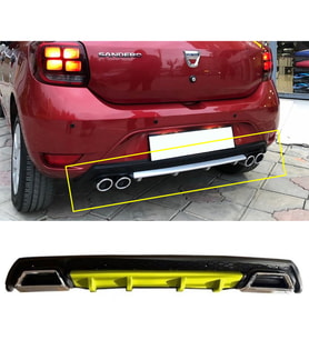 Dacia Sandero Sarı Difüzör Çiftli Kare Egzoz Görünümlü D Tip Difizör
