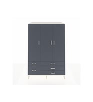 Kronos Dolap 5 Raflı 5 Çekmeceli Tek Askılı 132x59x195 Aytaşı-Antrasit/Antrasit
