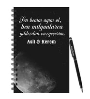Sevgiliye Özel İsimli Ahşap Defter Kalem Hediye Seti 99
