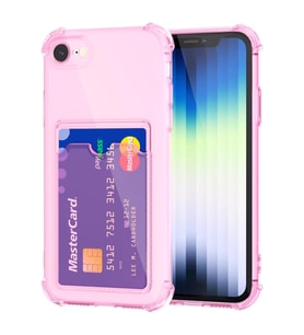 Teknomoda Apple iPhone 6 / 6S Kılıf Kartlıklı Anti Şok Korumalı Şeffaf Silikon Pembe