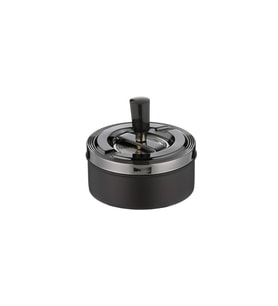 Şık Metal Hazneli Küllük, Siyah Antrasit, 11 cm, Modern Tasarım