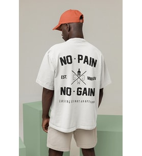 No Pain No Gain Baskılı Unisex Oversize Losing Is Not An Option Yazılı Tişört