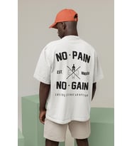 No Pain No Gain Baskılı Unisex Oversize Losing Is Not An Option Yazılı Tişört