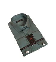 Haki Yeşil Dar Kesim Micro Kumaş Kol Düğmeli Slim Fit Erkek Gömlek - 201-19