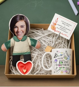 BK Gift Kişiye Özel Kadın Öğretmen Bebek Yastık & Kupa Bardak & Mum & Notluk -1, Öğretmenler Günü, Öğretmene Hediye
