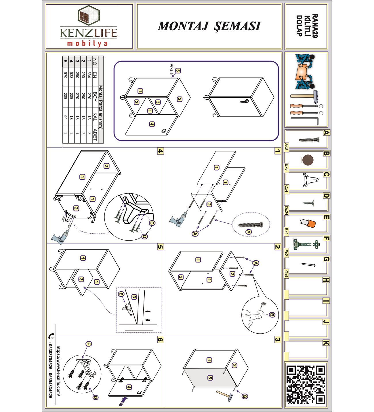 Kenzlife kilitli dolap rana39 byz 47*39*39 banyo dolabı hazır
