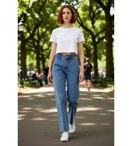 Kadın Yüksek Bel Comfort Straight Denim Pantolon Fonksiyonel Dayanıklı Kaliteli Konforlu Şık
