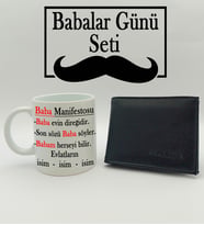 Babalar Gününe Özel Kişiye Özel Baba Manifestosu Kupa & Cüzdan Hediye Seti