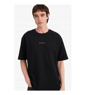 Defacto Baskılı Siyah Erkek T-Shirt D5871AX/BK81