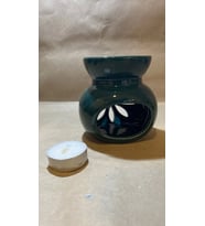 Buhardanlık ebru boyama lotus çiçeği seramik buhurdanlık hand made el işi