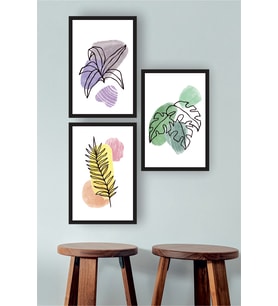 Çiçek Tasarımlı 3 Parça Mdf Tablo Seti