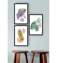 Çiçek Tasarımlı 3 Parça Mdf Tablo Seti