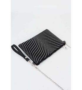 Kadın Zebra Gümüş Taşlı Süet Bilek Askılı Ve Zincir Askılı Portföy El Ve Clutch Çanta