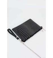 Kadın Zebra Gümüş Taşlı Süet Bilek Askılı Ve Zincir Askılı Portföy El Ve Clutch Çanta
