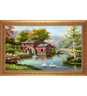 Çerçeveli Paspartulu Manzara Tablo bm1896 (Gold)