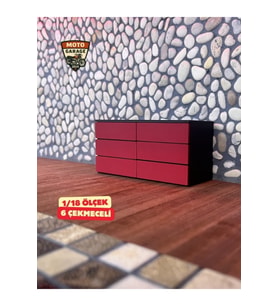 1/18 Ölçek Mini 6 Çekmeceli Tekerlekli Garaj Dolabı - Diorama Aksesuarı